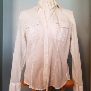 American Eagle white tone on tone button down, L